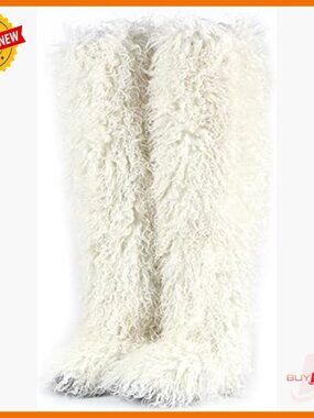 29-Inch Over-the-Knee Faux Fur Boots Flat Sole Winter Women's Shoes